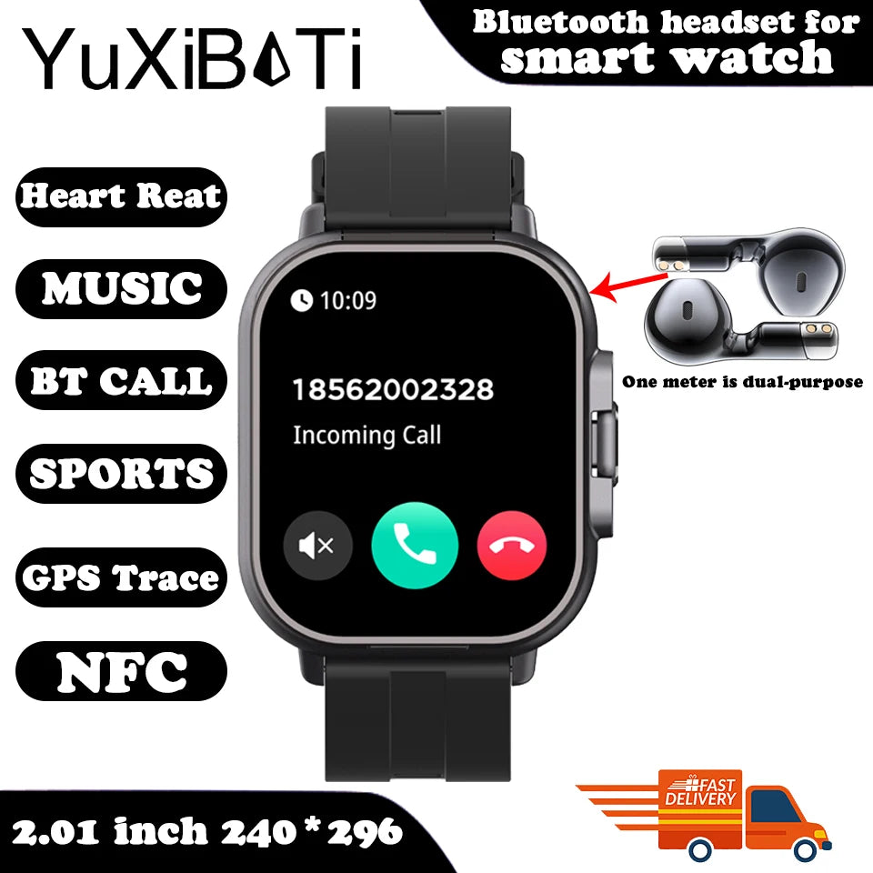 For Man Women New 2 in 1 Smart Watch With Earbuds Smartwatch TWS Bluetooth Earphone Heart Rate Blood Oxygen Monitor Sports Watch