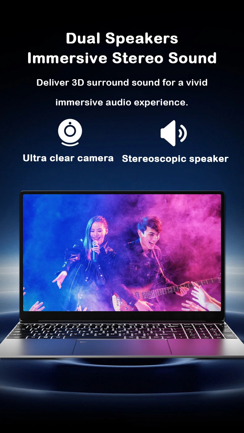 New 15.6" Laptop Intel Core i9-9880H 32GB 2TB Gaming PC Ultra Slim Office Study Computer PC Windows 11 Pro 1920*1080 HD