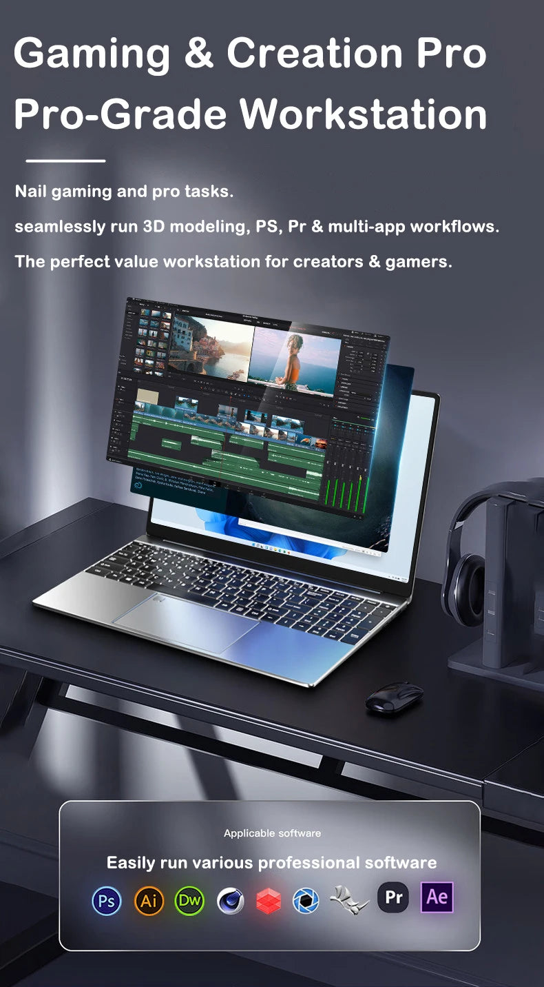 New 15.6" Laptop Intel Core i9-9880H 32GB 2TB Gaming PC Ultra Slim Office Study Computer PC Windows 11 Pro 1920*1080 HD