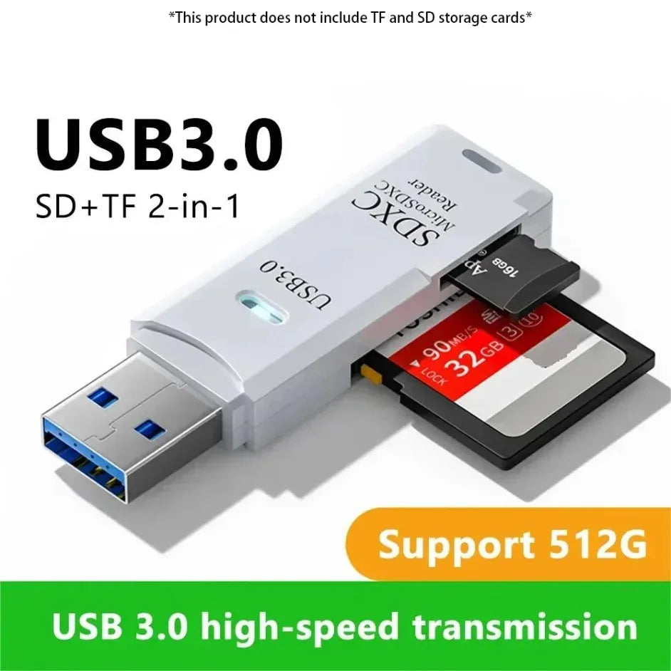 NEW 2 In 1 USB 3.0 2.0 Card Reader Micro SD TF Memory Card Reader USB Flash Drive Cardreader Adapter For PC Laptops Accessories
