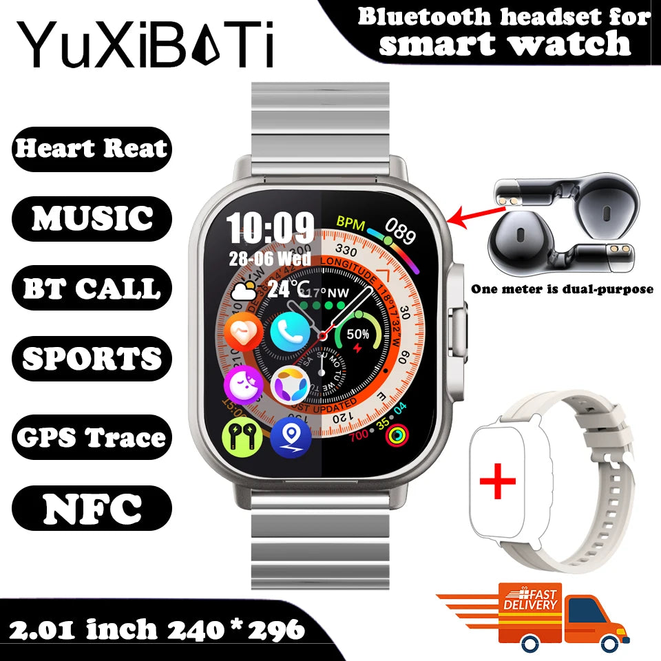For Man Women New 2 in 1 Smart Watch With Earbuds Smartwatch TWS Bluetooth Earphone Heart Rate Blood Oxygen Monitor Sports Watch