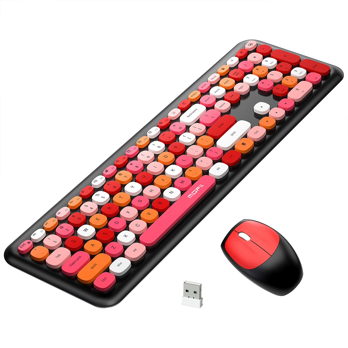 MOFii Wireless Connection Mixed Color Keycaps Thin Ergonomic 666 Wireless Keyboard and Mouse Set