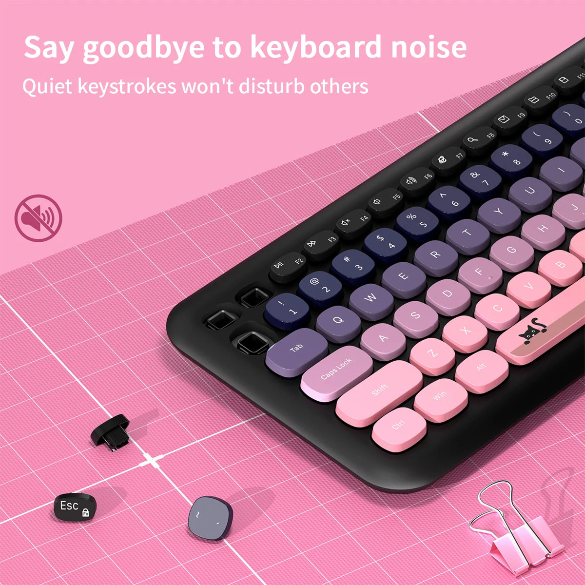 MOFii Wireless Connection Mixed Color Keycaps Thin Ergonomic 666 Wireless Keyboard and Mouse Set