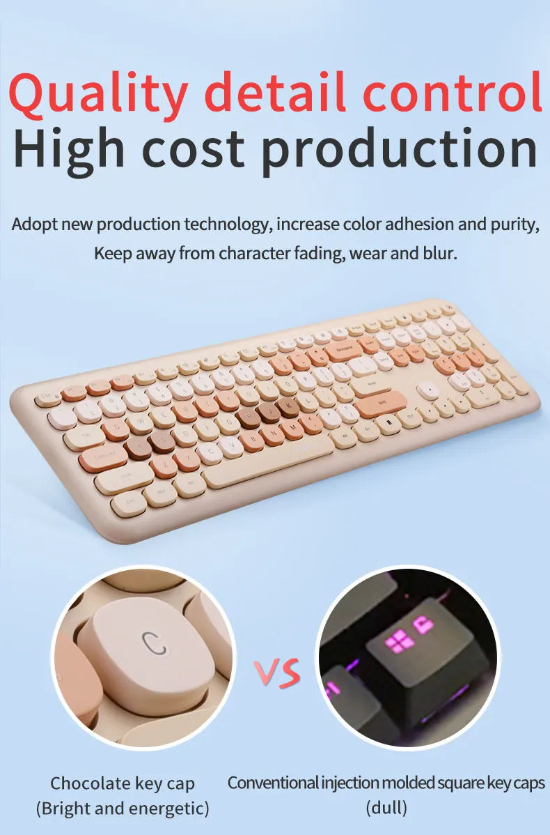 MOFii Wireless Connection Mixed Color Keycaps Thin Ergonomic 666 Wireless Keyboard and Mouse Set