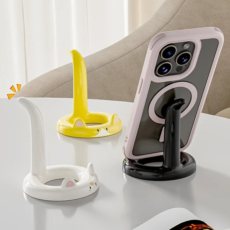 Cartoon Cat Phone Stand - Adjustable Angle, Portable Desktop Holder | Suitable for Most Phones | Video Watching & Call Viewing