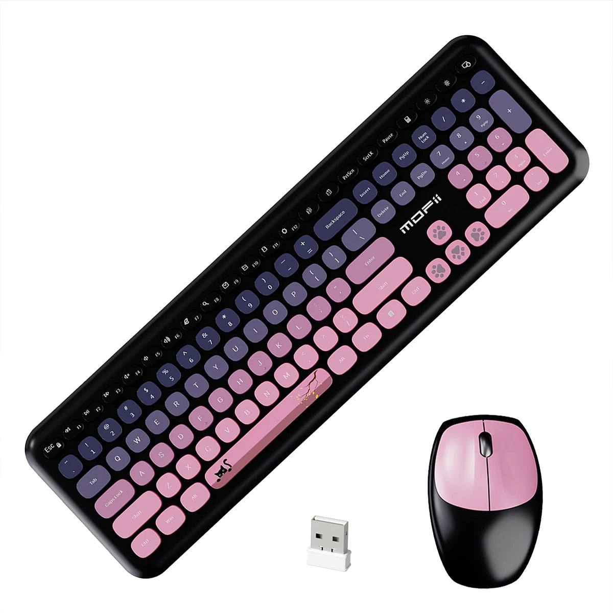 MOFii Wireless Connection Mixed Color Keycaps Thin Ergonomic 666 Wireless Keyboard and Mouse Set