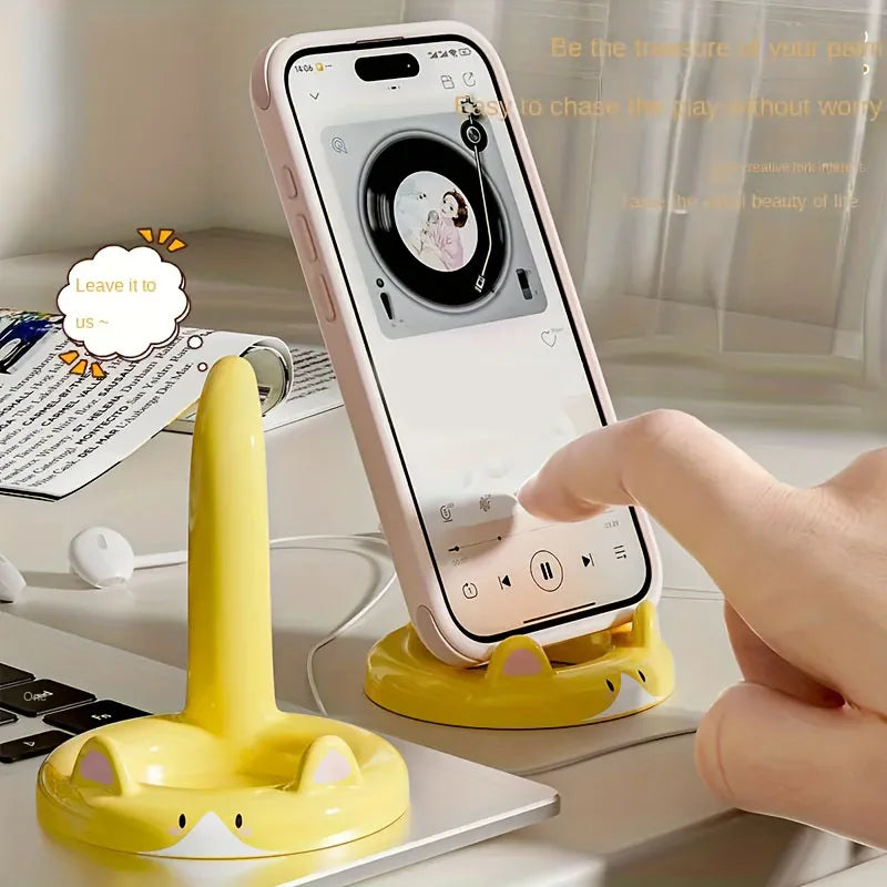 Cartoon Cat Phone Stand - Adjustable Angle, Portable Desktop Holder | Suitable for Most Phones | Video Watching & Call Viewing
