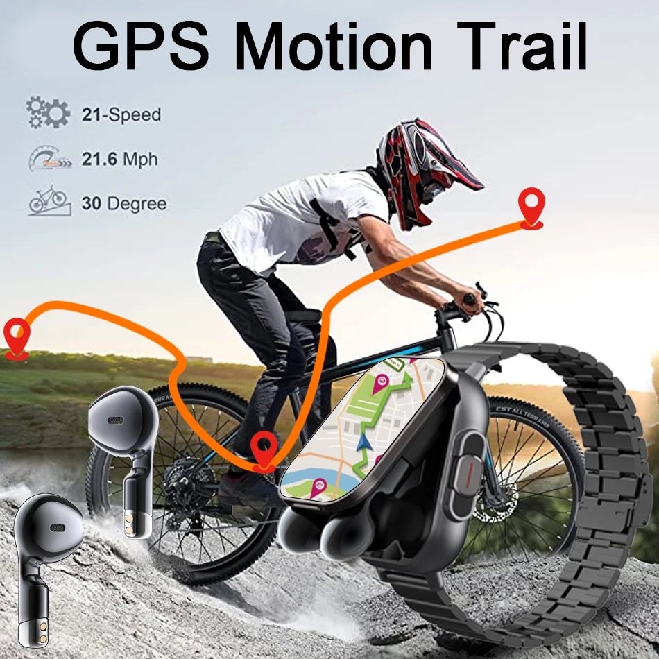 For Man Women New 2 in 1 Smart Watch With Earbuds Smartwatch TWS Bluetooth Earphone Heart Rate Blood Oxygen Monitor Sports Watch