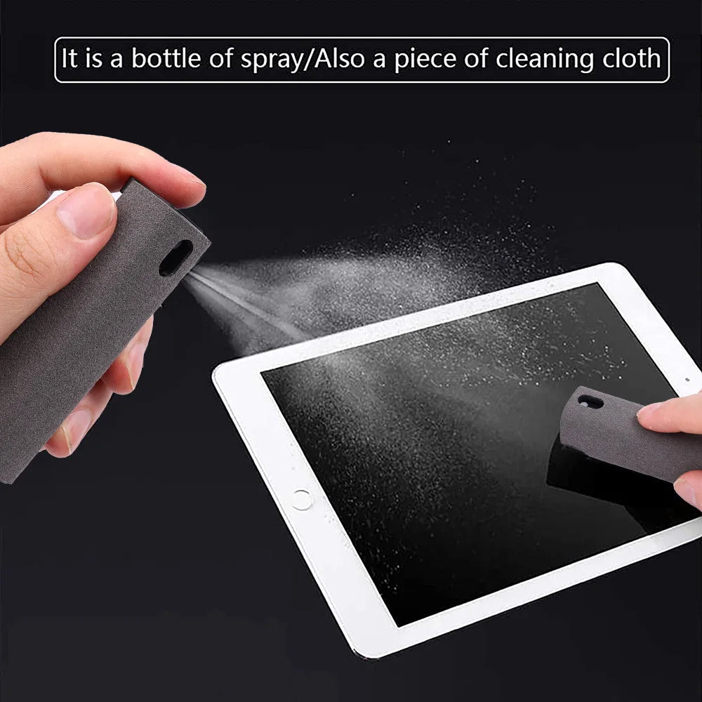Multifunctional Phone Screen Cleaner Spray Bottle & Microfiber Cleaning Cloth Portable Tablet Mobile PC Screen Sanitizing Tool