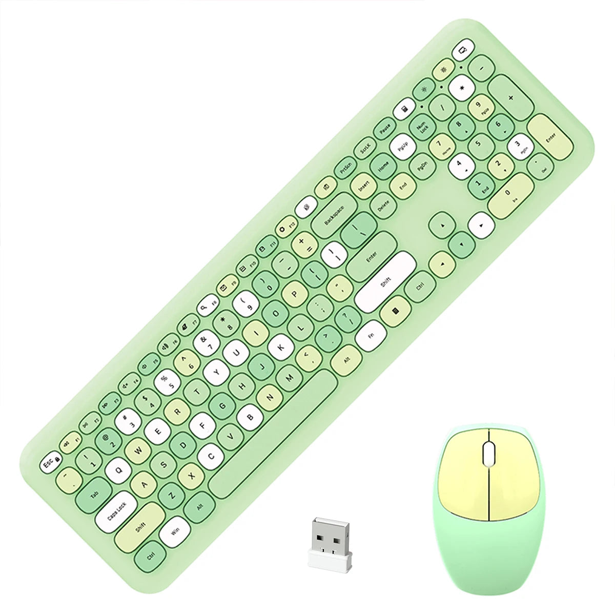 MOFii Wireless Connection Mixed Color Keycaps Thin Ergonomic 666 Wireless Keyboard and Mouse Set