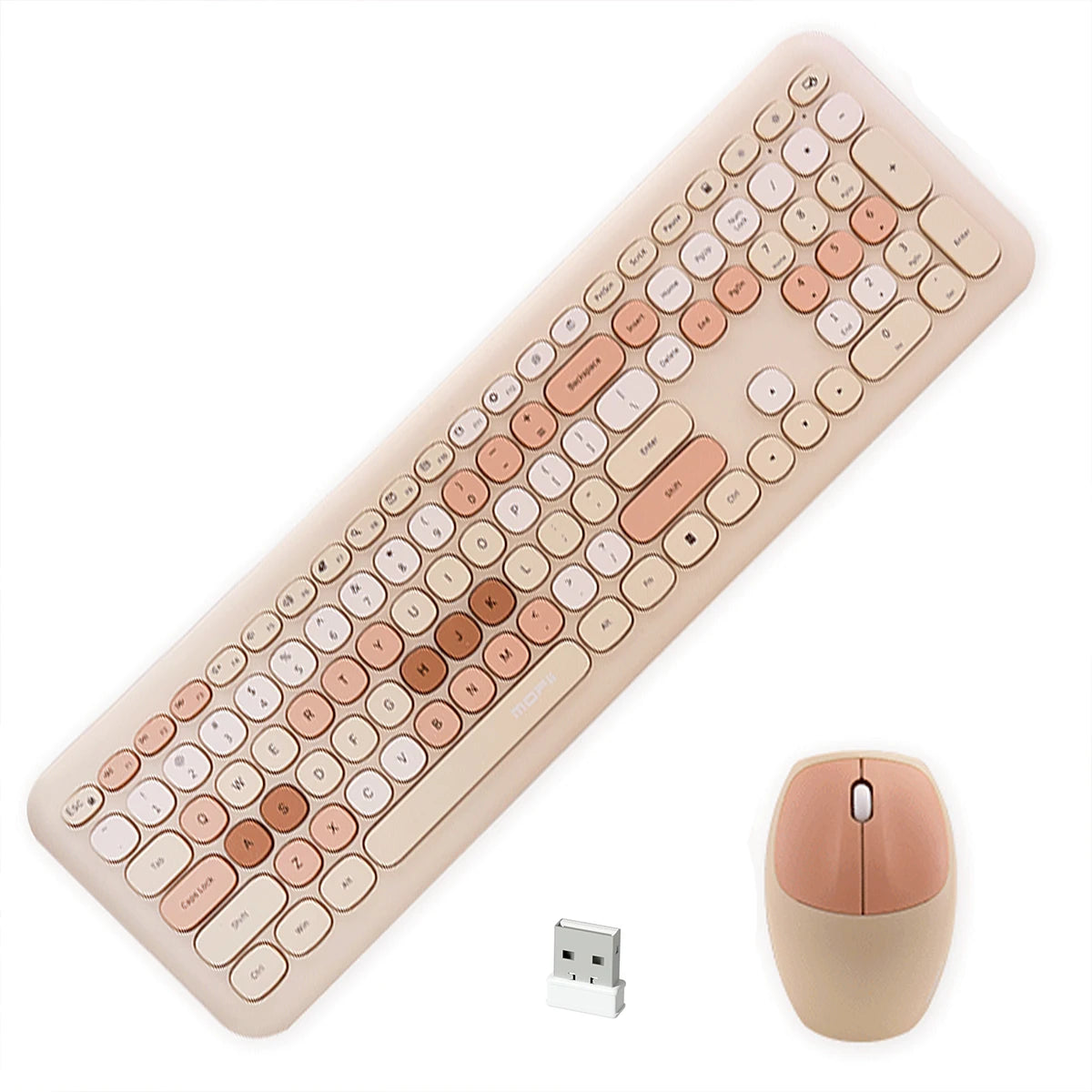 MOFii Wireless Connection Mixed Color Keycaps Thin Ergonomic 666 Wireless Keyboard and Mouse Set