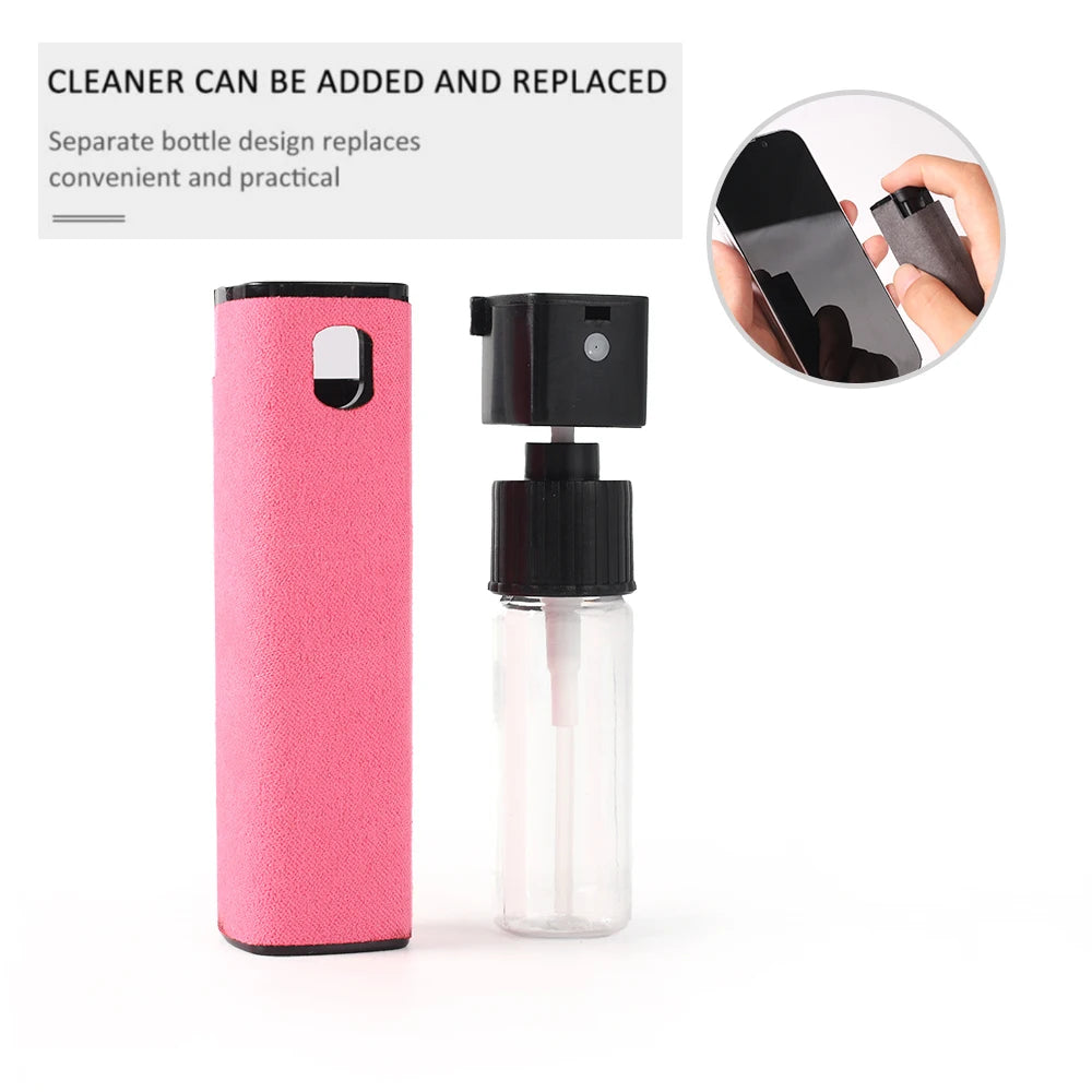 Multifunctional Phone Screen Cleaner Spray Bottle & Microfiber Cleaning Cloth Portable Tablet Mobile PC Screen Sanitizing Tool