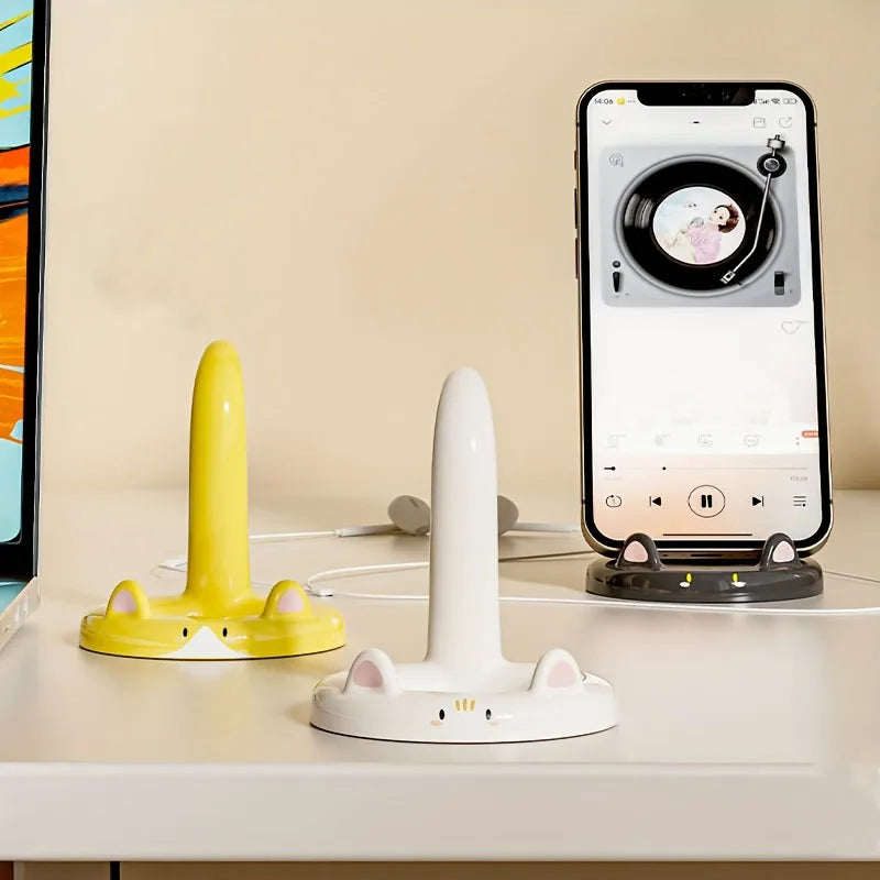 Cartoon Cat Phone Stand - Adjustable Angle, Portable Desktop Holder | Suitable for Most Phones | Video Watching & Call Viewing