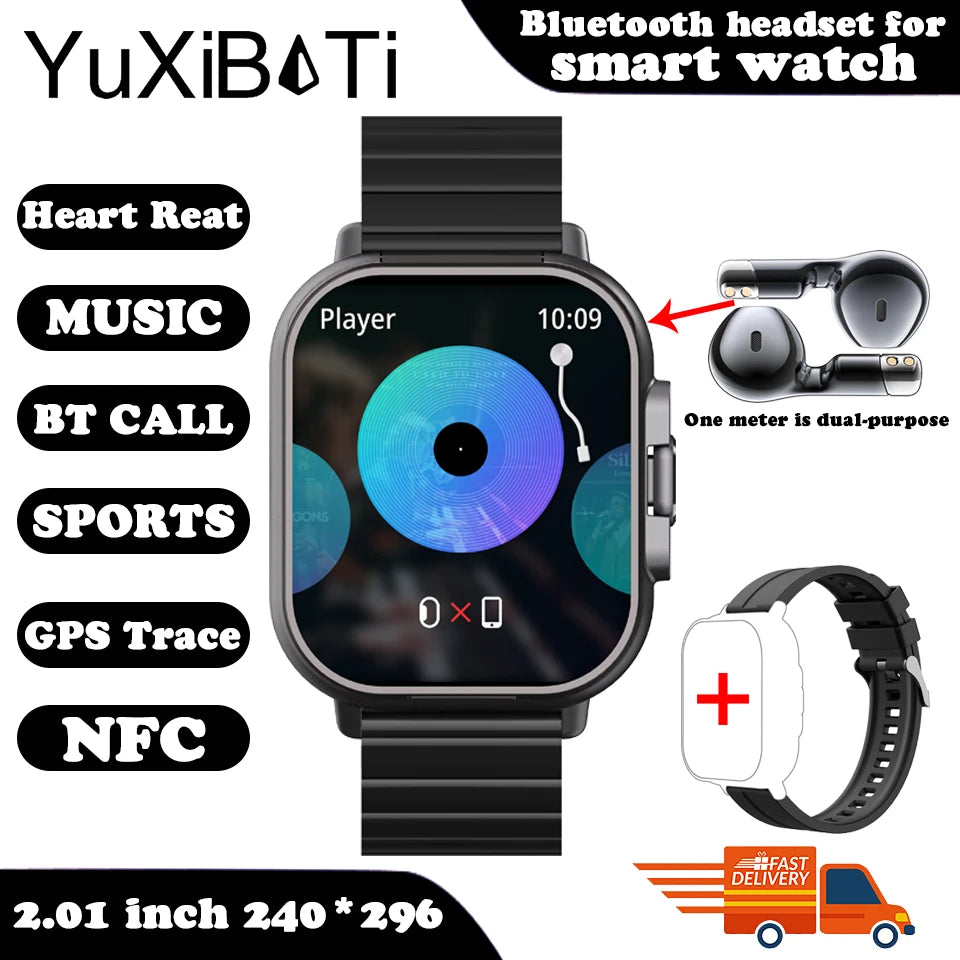 For Man Women New 2 in 1 Smart Watch With Earbuds Smartwatch TWS Bluetooth Earphone Heart Rate Blood Oxygen Monitor Sports Watch