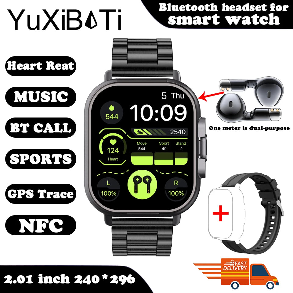 For Man Women New 2 in 1 Smart Watch With Earbuds Smartwatch TWS Bluetooth Earphone Heart Rate Blood Oxygen Monitor Sports Watch