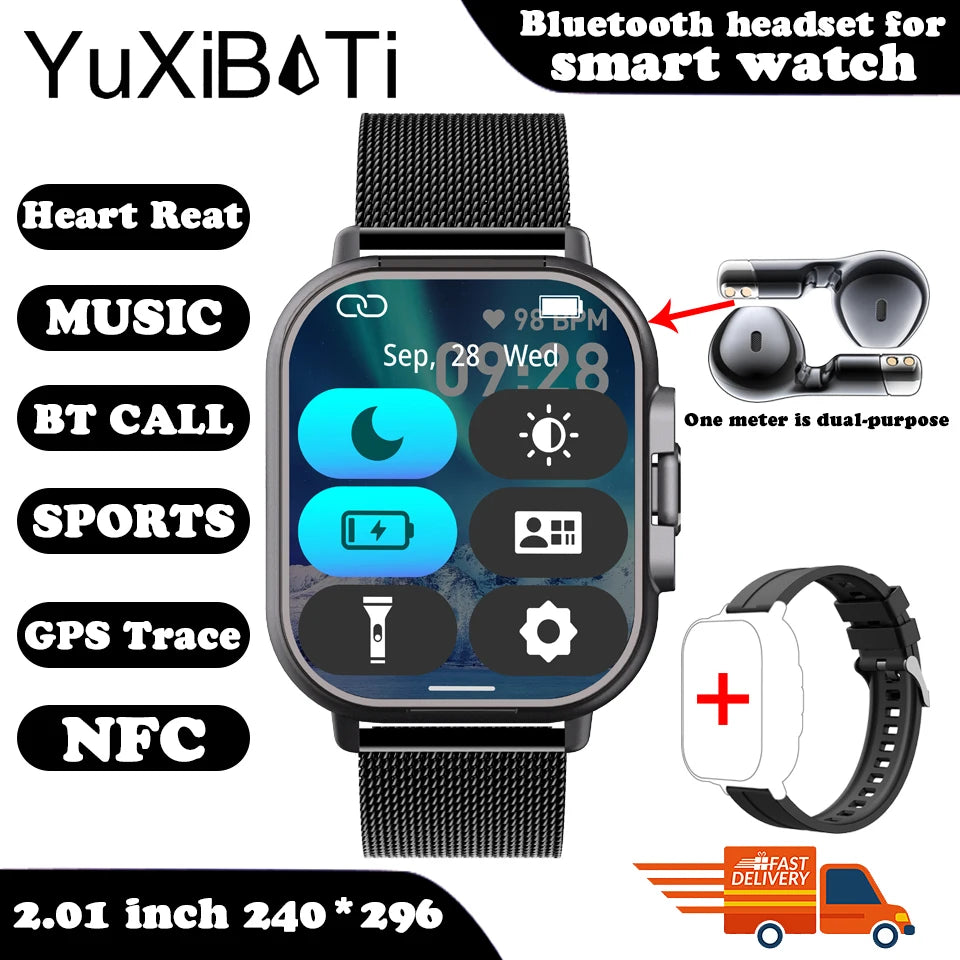 For Man Women New 2 in 1 Smart Watch With Earbuds Smartwatch TWS Bluetooth Earphone Heart Rate Blood Oxygen Monitor Sports Watch