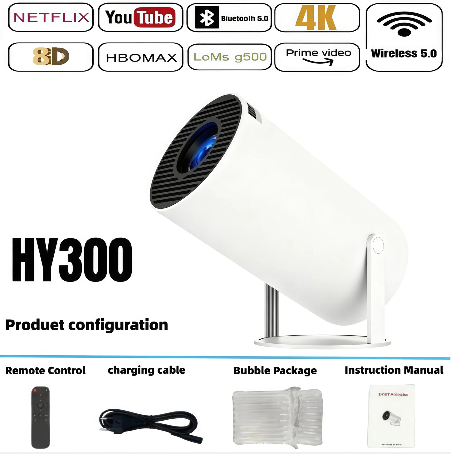 2026 Projector Newest HY300 Mini Portable Pocket Smart Android Projector Wireless Home Theater Magcubic Projector Hy300 ﻿