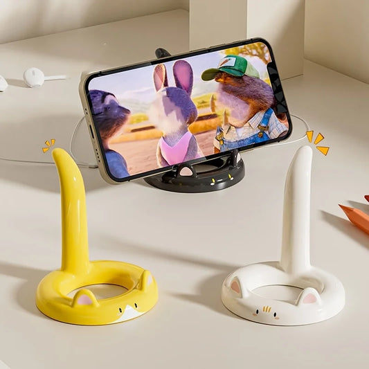 Cartoon Cat Phone Stand - Adjustable Angle, Portable Desktop Holder | Suitable for Most Phones | Video Watching & Call Viewing