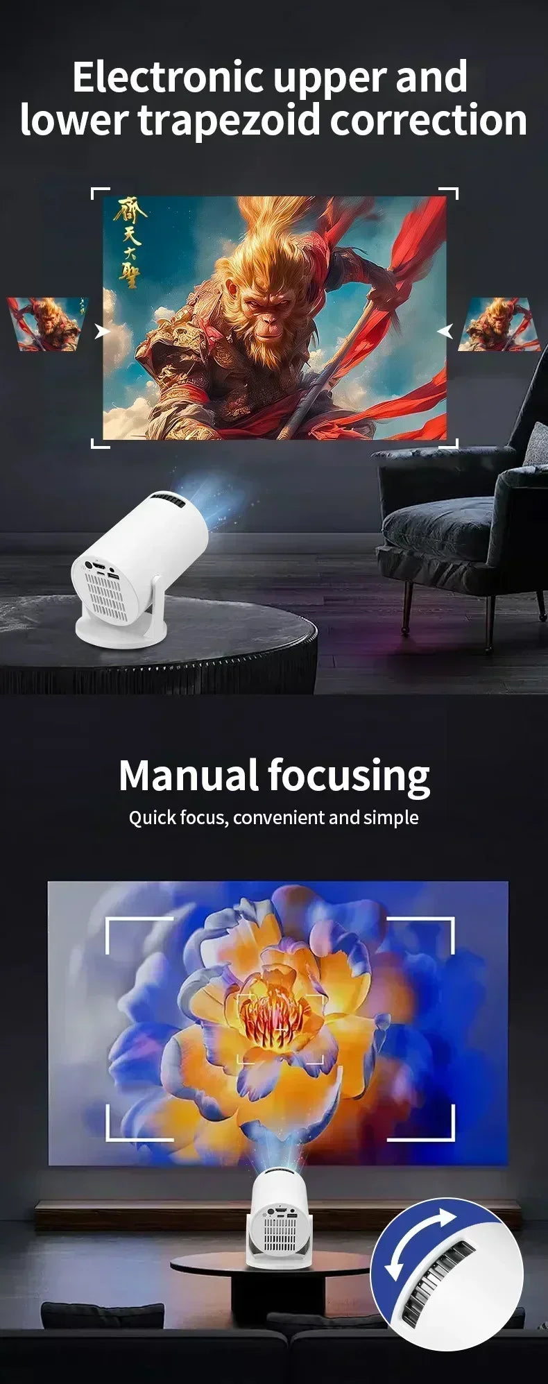 2026 Projector Newest HY300 Mini Portable Pocket Smart Android Projector Wireless Home Theater Magcubic Projector Hy300 ﻿