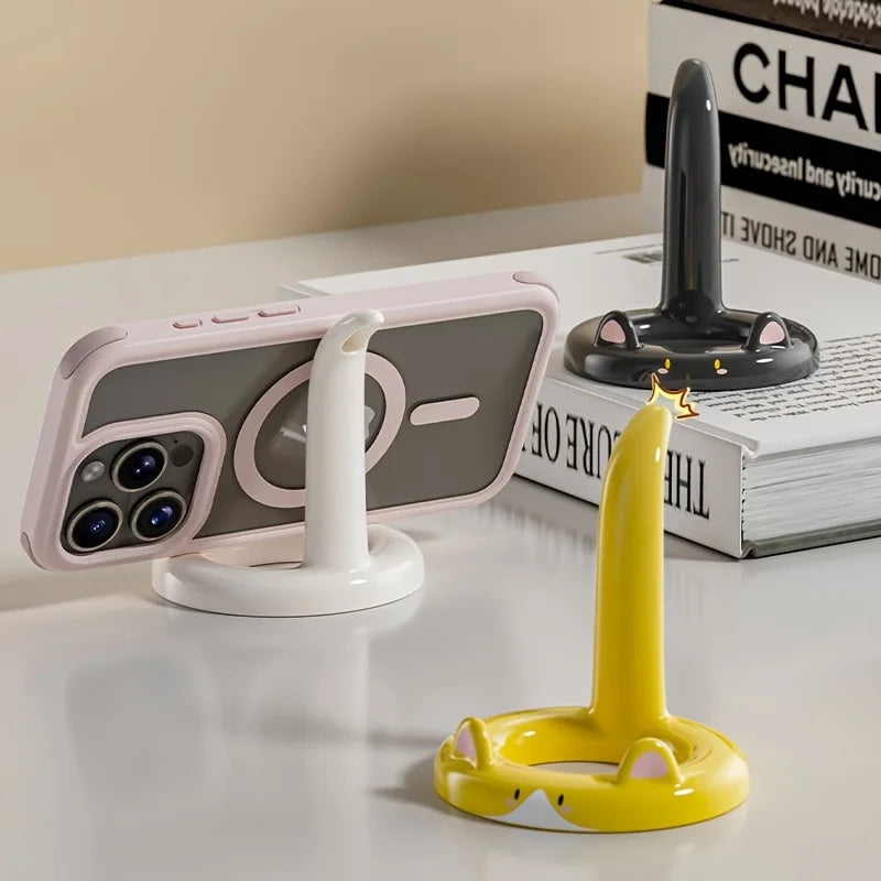 Cartoon Cat Phone Stand - Adjustable Angle, Portable Desktop Holder | Suitable for Most Phones | Video Watching & Call Viewing