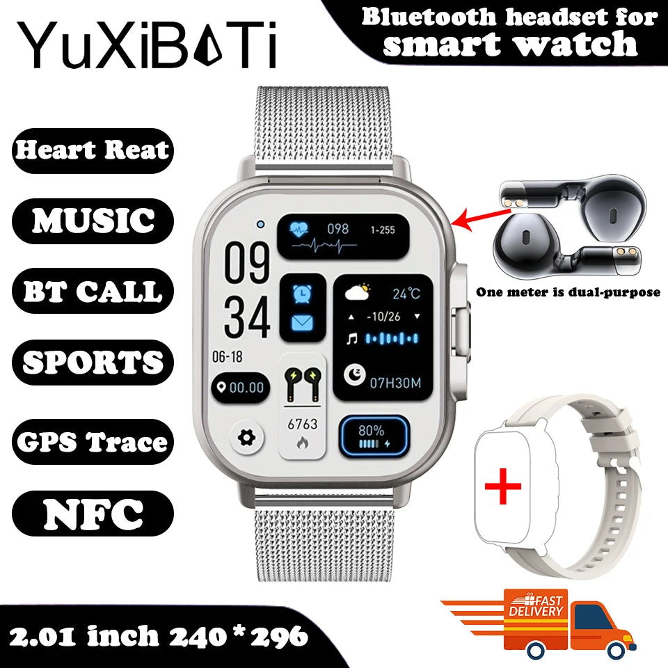 For Man Women New 2 in 1 Smart Watch With Earbuds Smartwatch TWS Bluetooth Earphone Heart Rate Blood Oxygen Monitor Sports Watch
